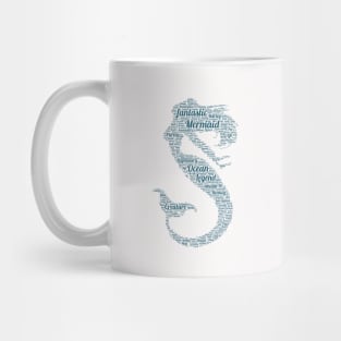 Mermaid Mystic Sea Life Text Word Cloud Mug